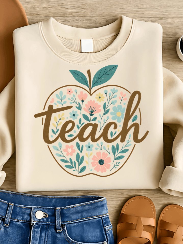 Retro Teach Sublimation PNG – Groovy Back to School Design for Trendy Teachers – Funky 70s Style Clipart – 300 DPI Instant Download product image (1)