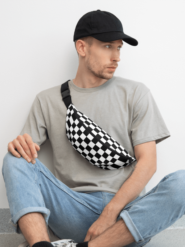 Black/White Checkerboard Fanny Pack product image (2)