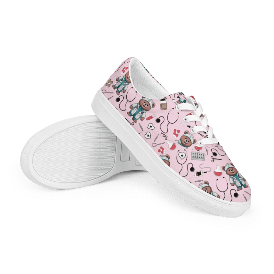 Cute Medical Bears Lace-up Canvas Shoes (Pink) product image (7)