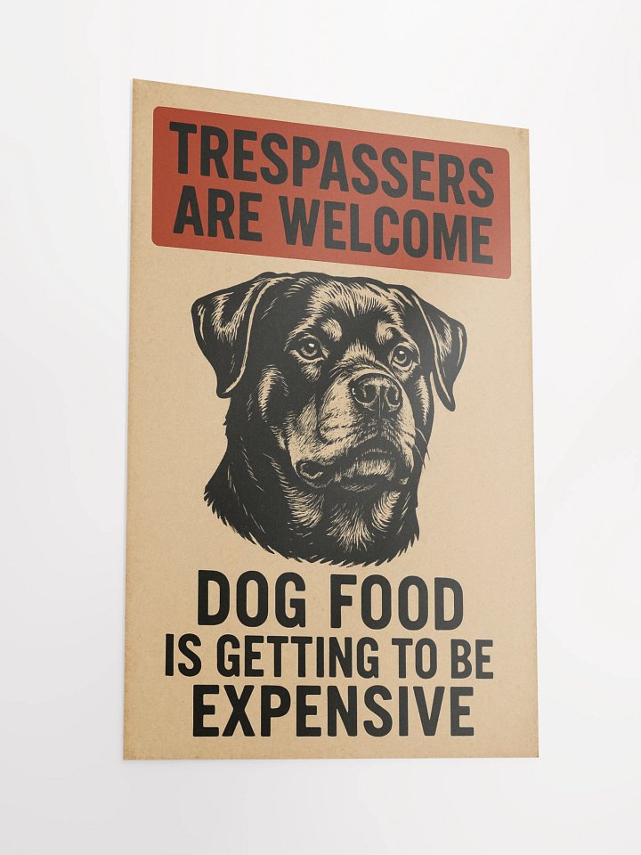 Trespassers are welcome Dog Food IS Getting To Be Expensive - Poster product image (4)