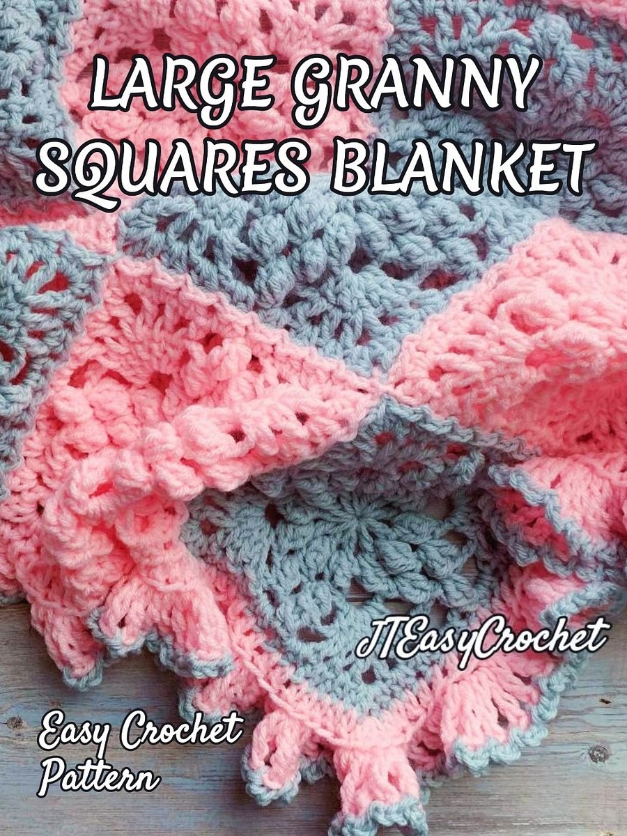 Large Granny Square Baby Blanket CROCHET PATTERN, 3D Textured Throw Blanket Vintage Style product image (7)