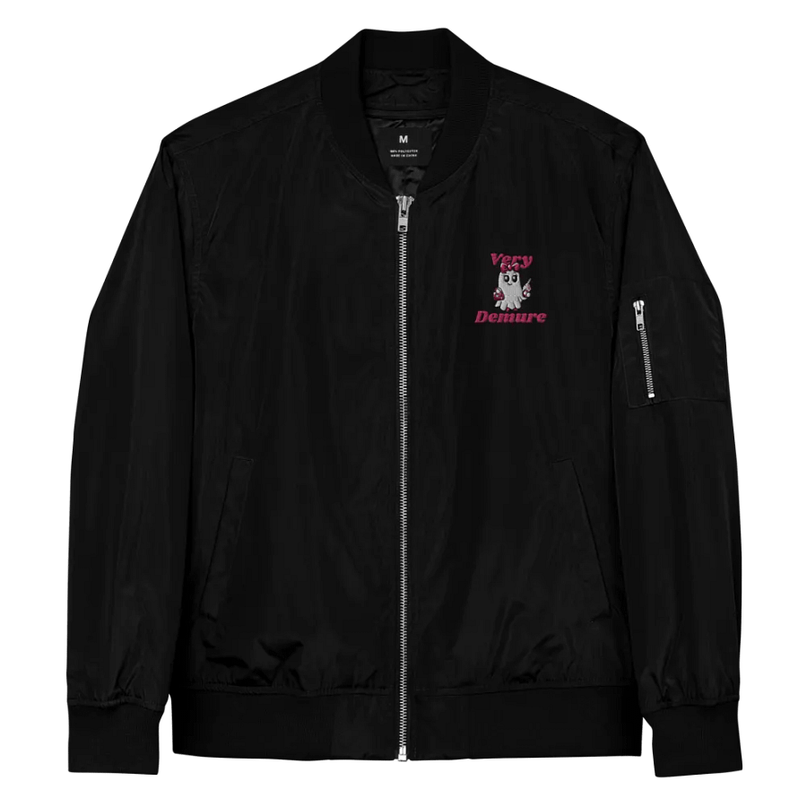 Very Demure Cute Ghost Embroidered Premium Recycled Bomber Jacket product image (3)