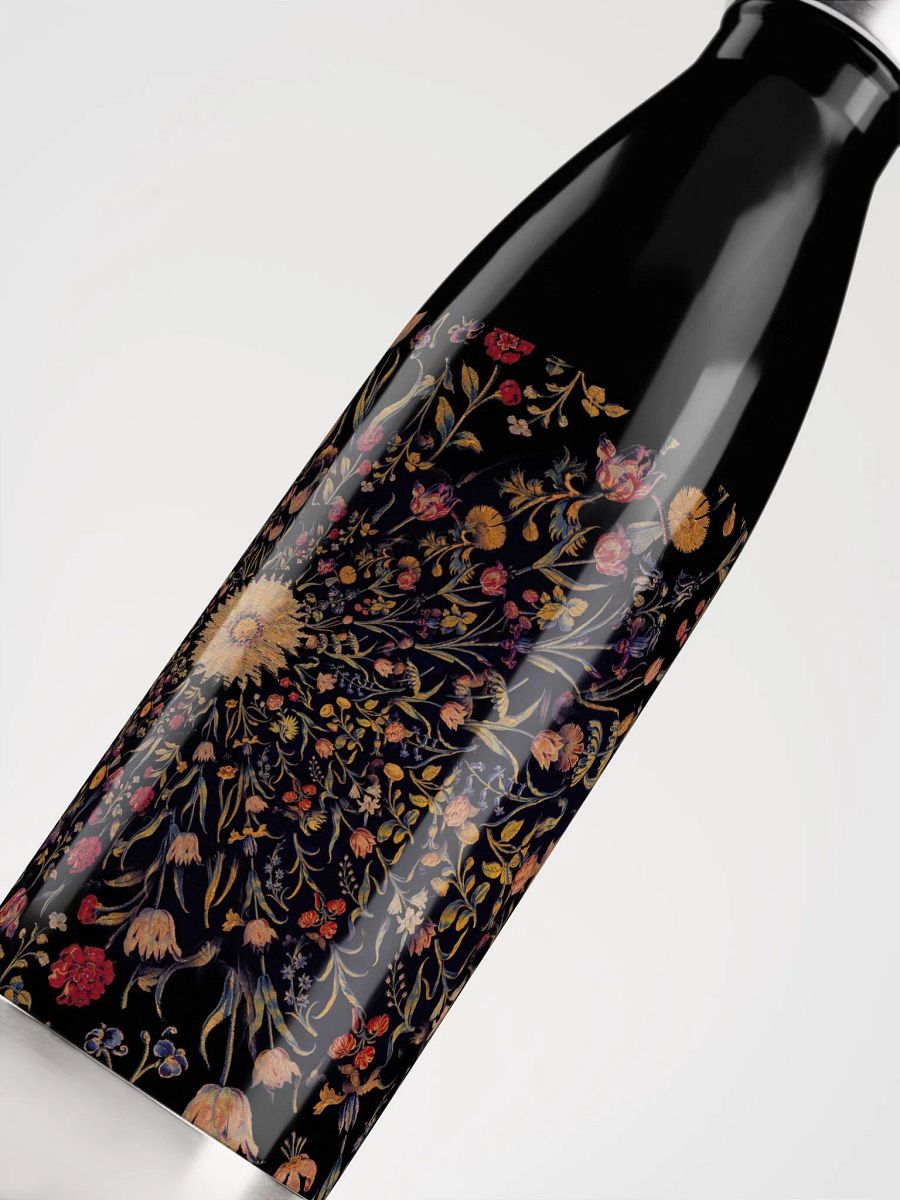 Medieval Flowers On Black Stainless Steel Waterbottle product image (5)