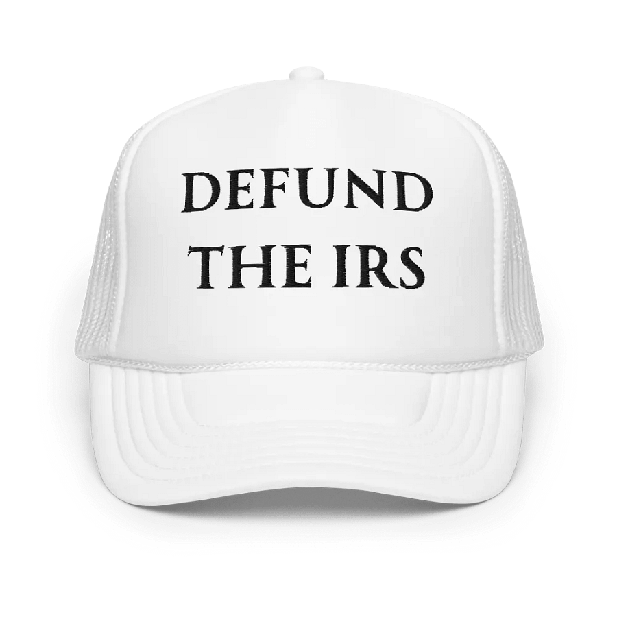 Defund the IRS GOAT MODE Embroidered Trucker Hat White product image (1)