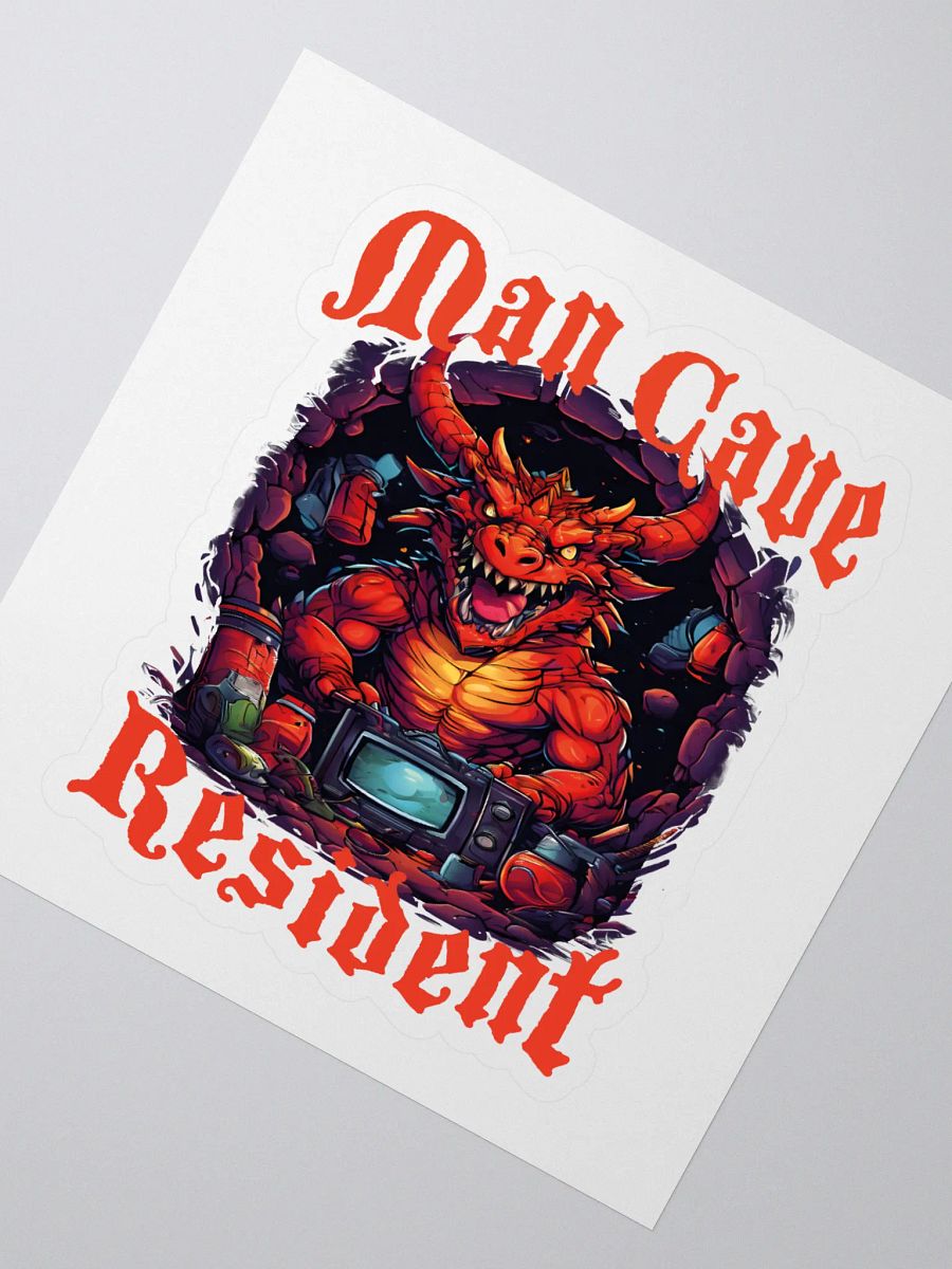 Man Cave Resident - Cool Scary Red Dragon Kiss Cut Stickers for Men and Man Caves product image (2)