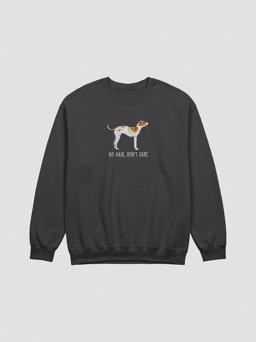 No Hair, Don't Care Sweatshirt (Embroidered) of an American Hairless Terrier(Brown & White) product image (4)