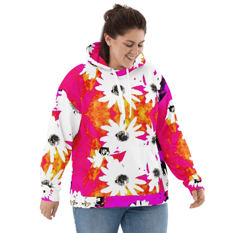 Abstract Vibrant Colourful Daises Unisex All Over Print Pull Over Hoodie product image (3)