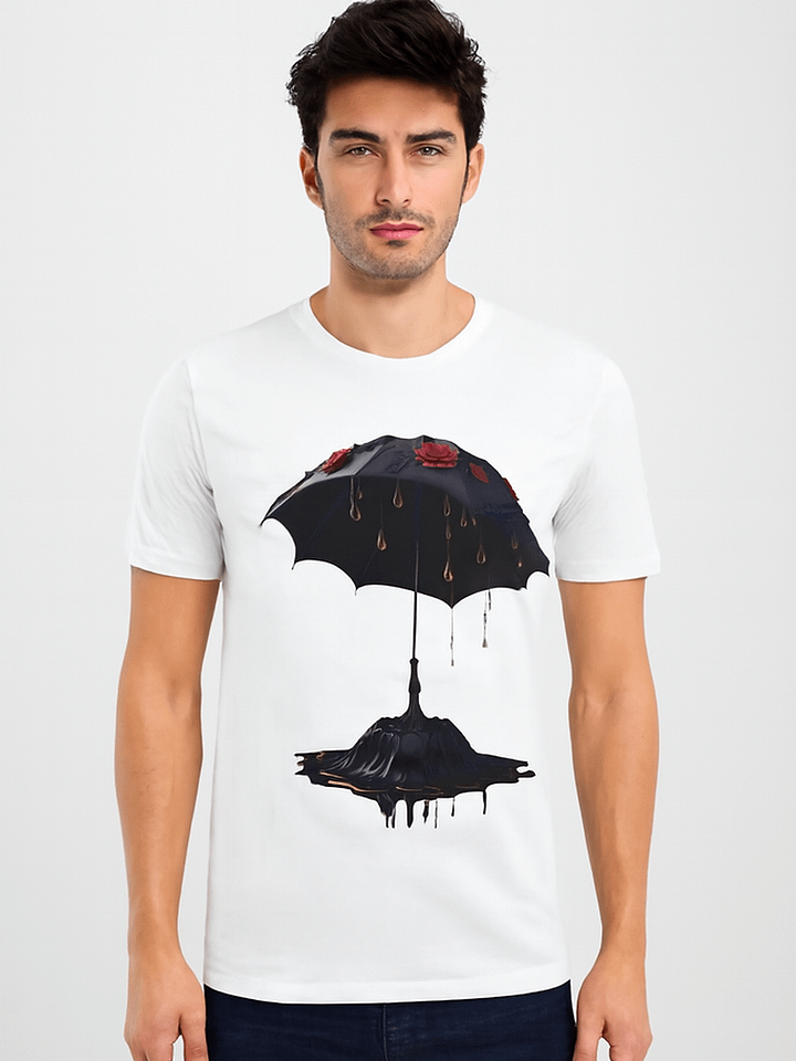 Roses and Gold Raindrops Umbrella T-Shirt product image (1)