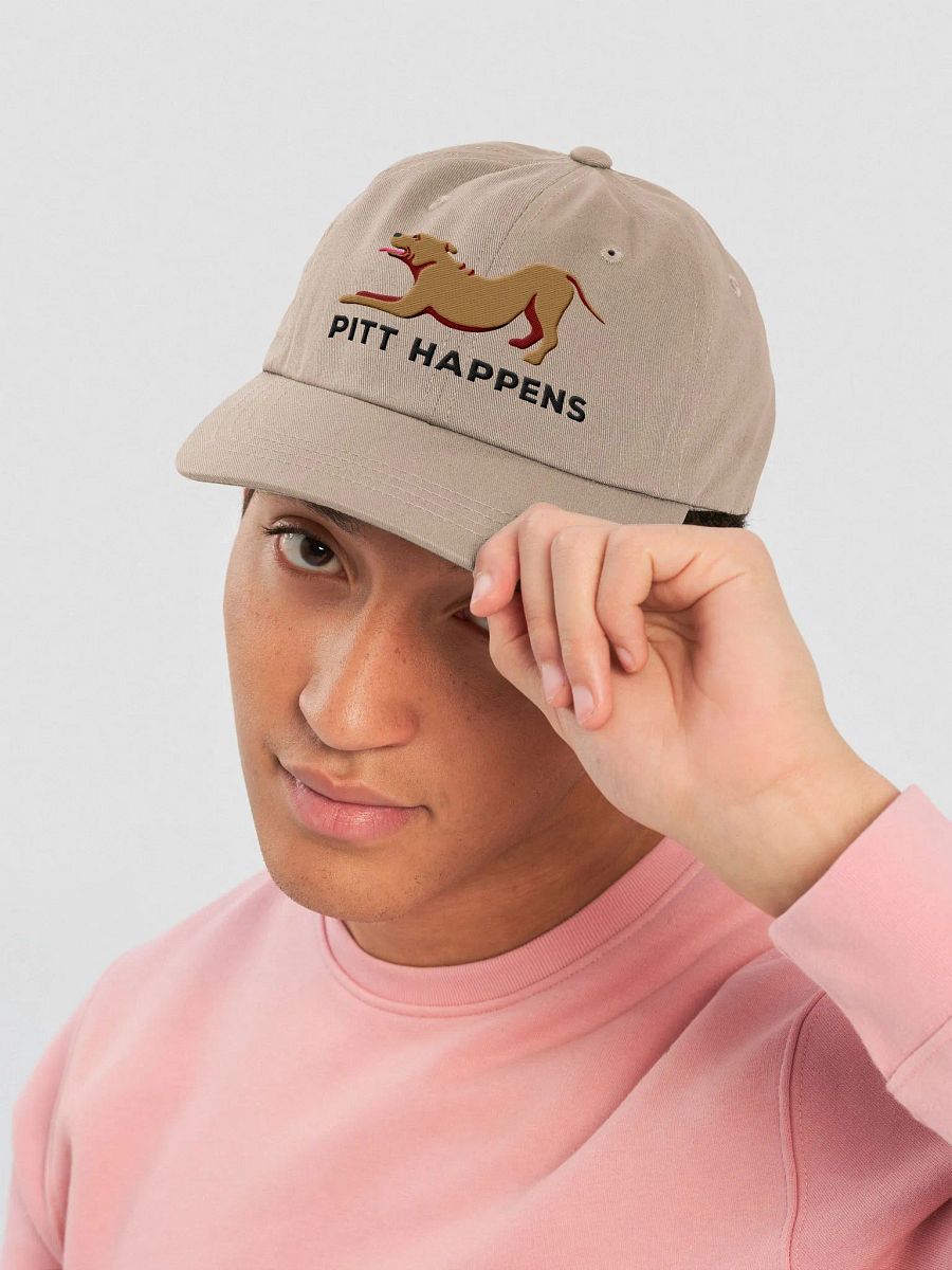 Pitt Happens Classic Dad Hat(Embroidered) of a Pitbull Terrier(Tan) product image (26)