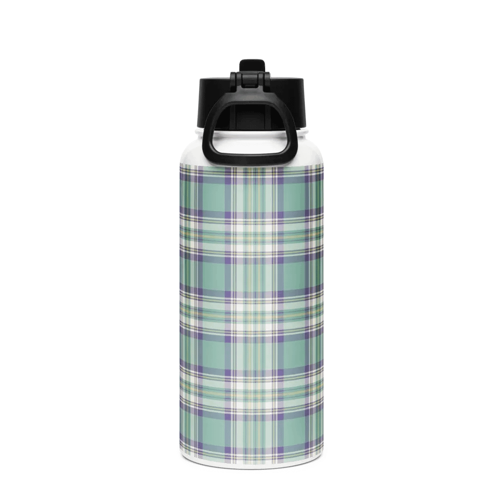 Light Green, Purple & Yellow Plaid Water Bottle product image (3)