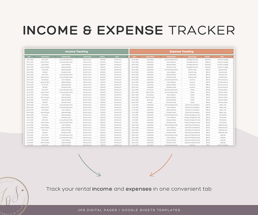 Rental Property Income and Expense Tracker Template product image (4)