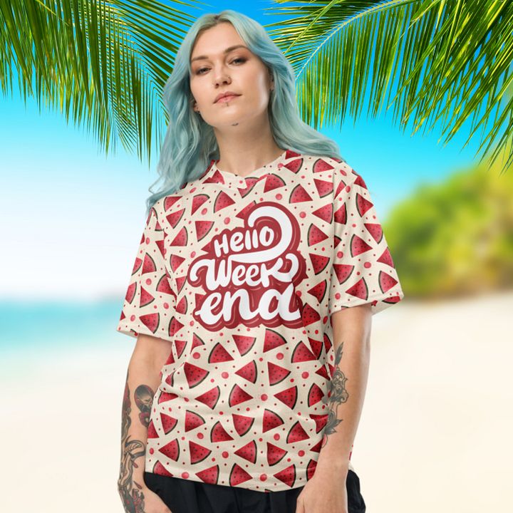 Hello Weekend Watermelon All Over Print Jersey Top product image (2)