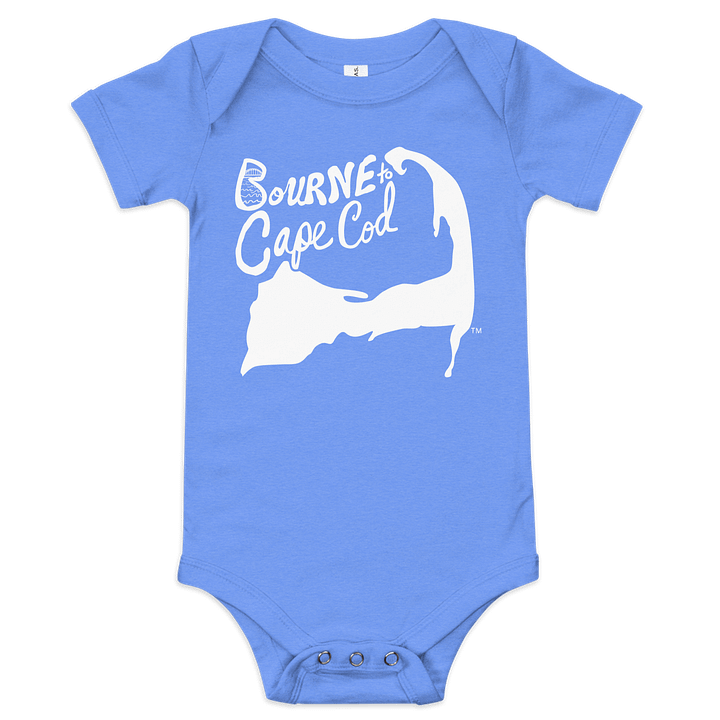 BOURNE to Cape Cod™ | Baby One-Piece with Snaps | BRN.2C.C.™ Logo Back | Ultra-Soft Cotton Bodysuit for Coastal Cuties | White Logos product image (12)