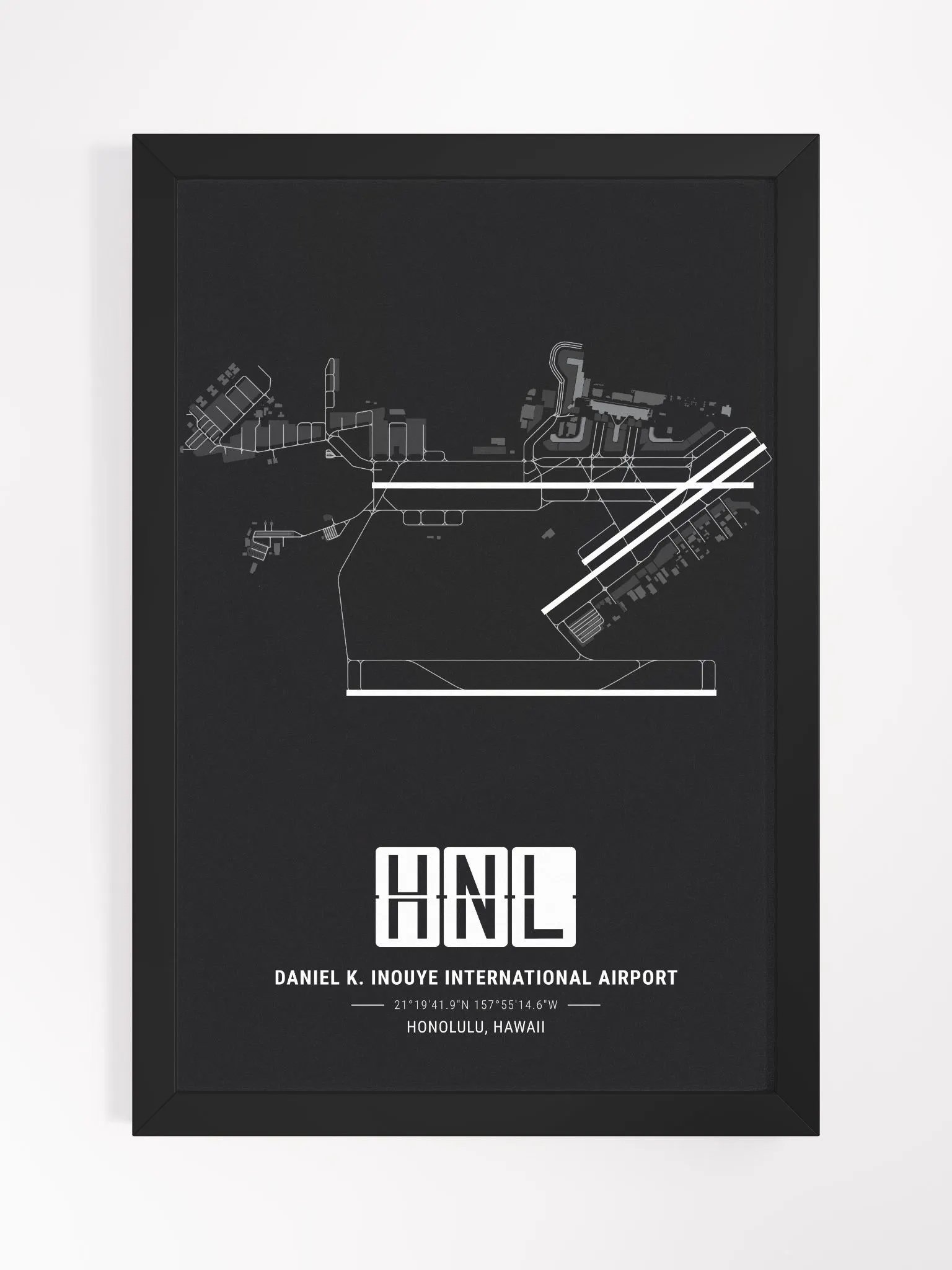 Framed Airport HNL Premium Map On Matt Paper product image (1)