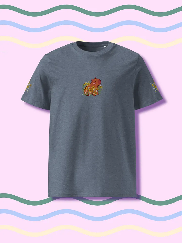 Whimsical Capybara and Daisy Flower Embroidered T-Shirt product image (1)
