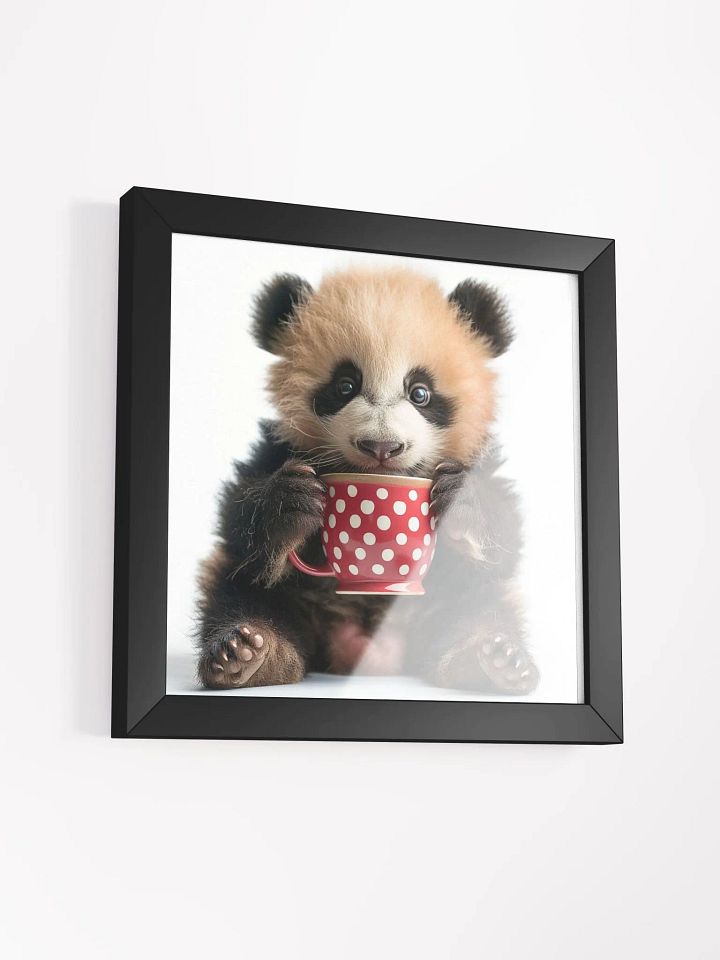 Coffee Lover Cute Baby Panda Framed Wall Art product image (2)