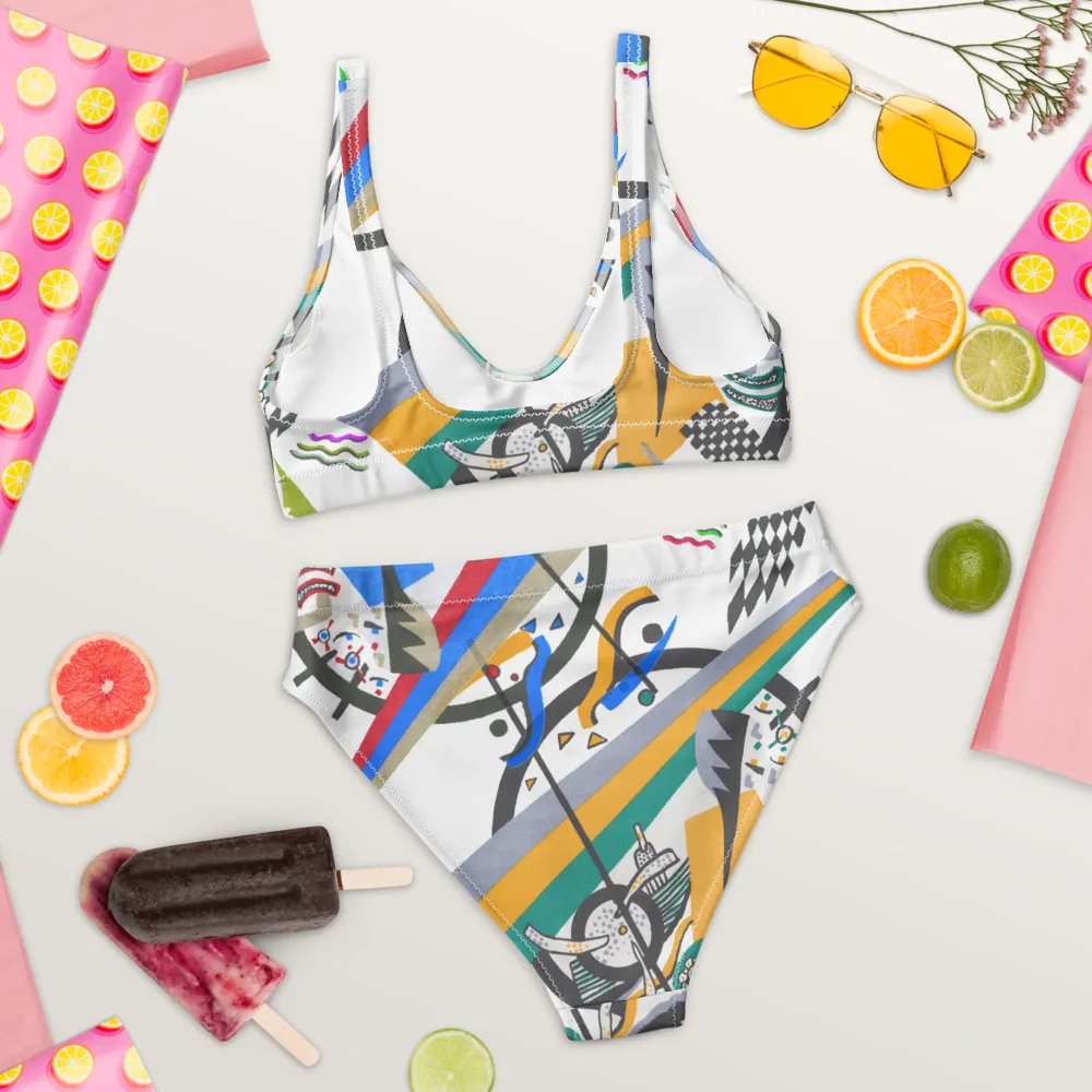 Abstract Lithographic Pattern Design High Waisted Bikini - V4 product image (7)
