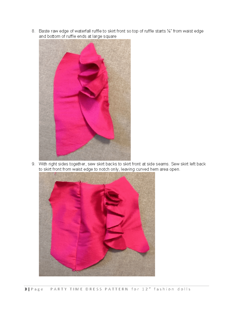 Party Time sewing pattern for 12" fashion dolls product image (3)