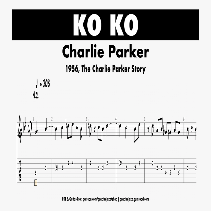 (Free Transcription) Ko Ko - Charlie Parker 1956, The Charlie Parker Story product image (1)