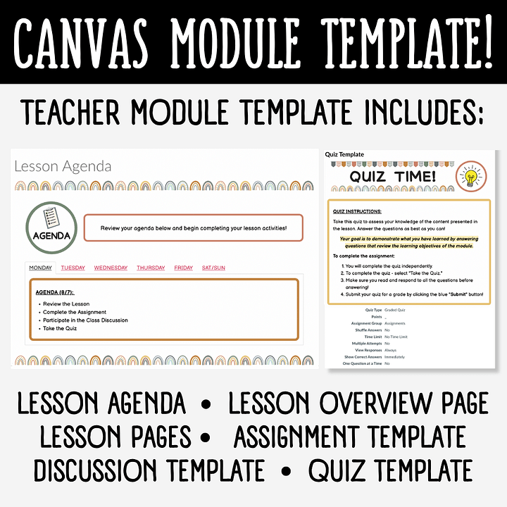 Canvas LMS Template - MODULE - Boho Rainbow - 100% Customizable product image (2)