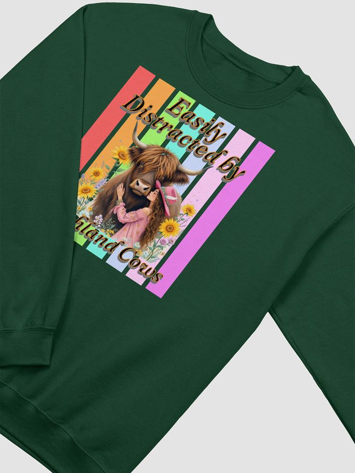 Easily Distracted By Highland Cow Embrace Crewneck Sweatshirt product image (4)