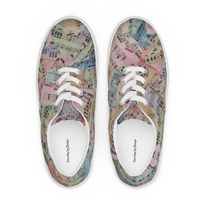 Colorful Sheet Music Collage Women's Lace-Up Canvas Shoes product image (1)