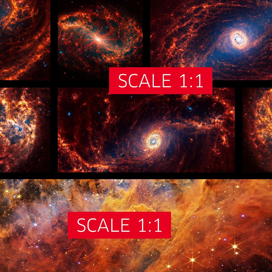 19 Spiral Galaxies + Cosmic Cliffs, Carina Nebula (James Webb/JWST) — space poster product image (30)
