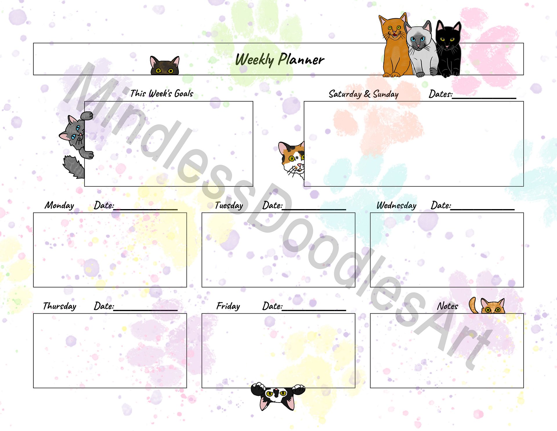 Cute Cats Weekly Planner product image (1)
