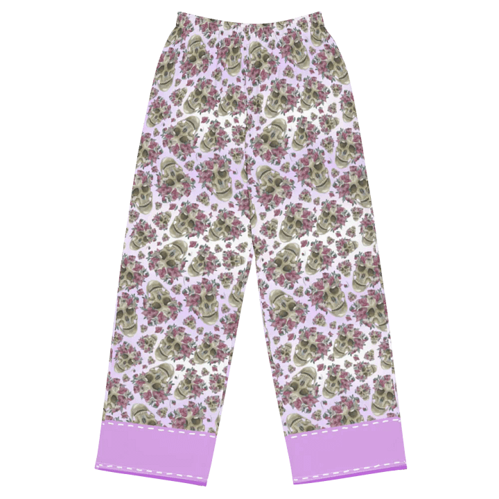Smoky Lilac Skull & Rose Wide-Leg Pants product image (1)