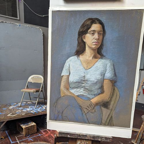 Work in progress!!
painting from life🥰 2 more days to go 
#pastelpainting #pastelportrait #pastelart #lifedrawing #figurative...