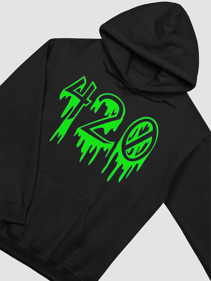 Dripping Green Happy 420 Horror Black Hoodie, Creepy Cannabis Stoner Clothing product image (2)