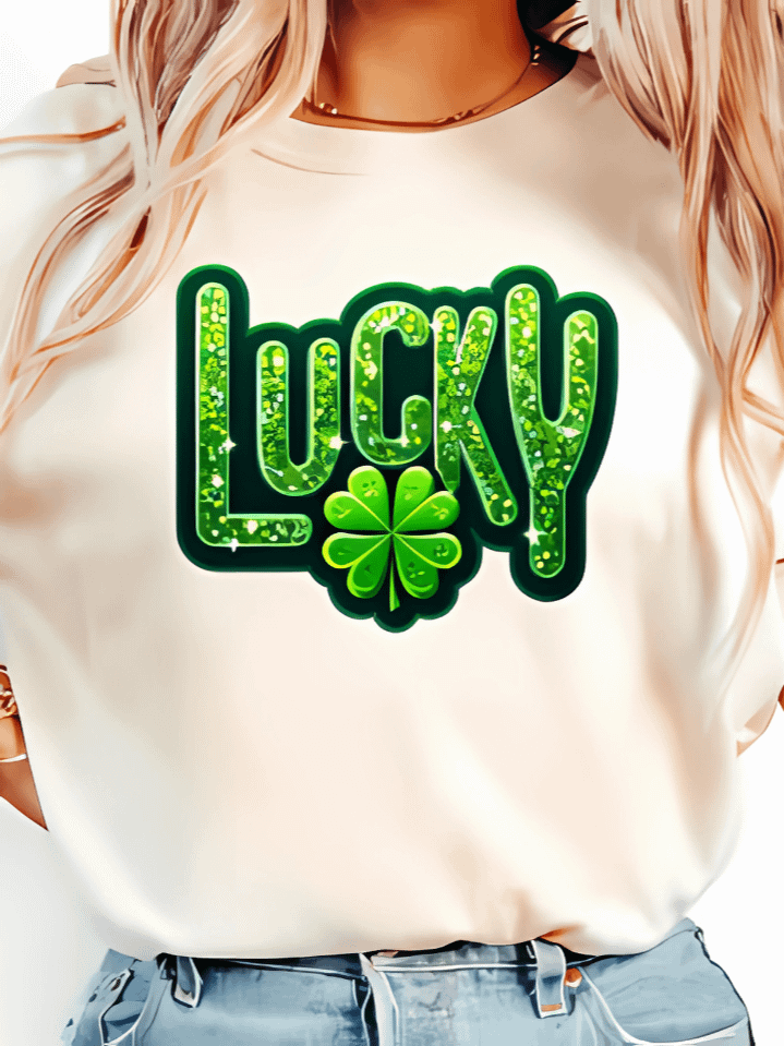 Lucky St. Patrick’s Day T-Shirt Sublimation Design – festive shamrock-themed graphic, 300 DPI PNG, instant digital download product image (1)
