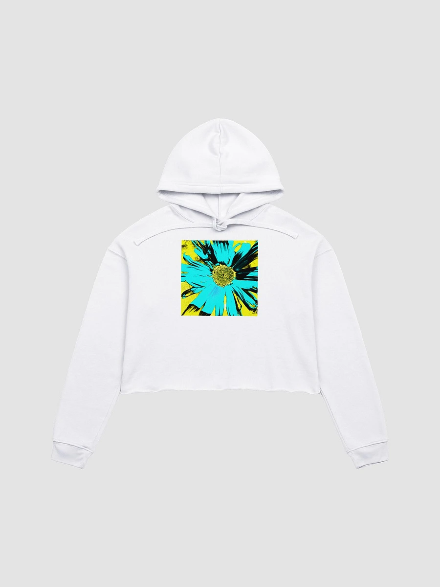 Abstract Yellow, Turquoise and Black Daisy Flower Women's Cropped Fleece product image (3)