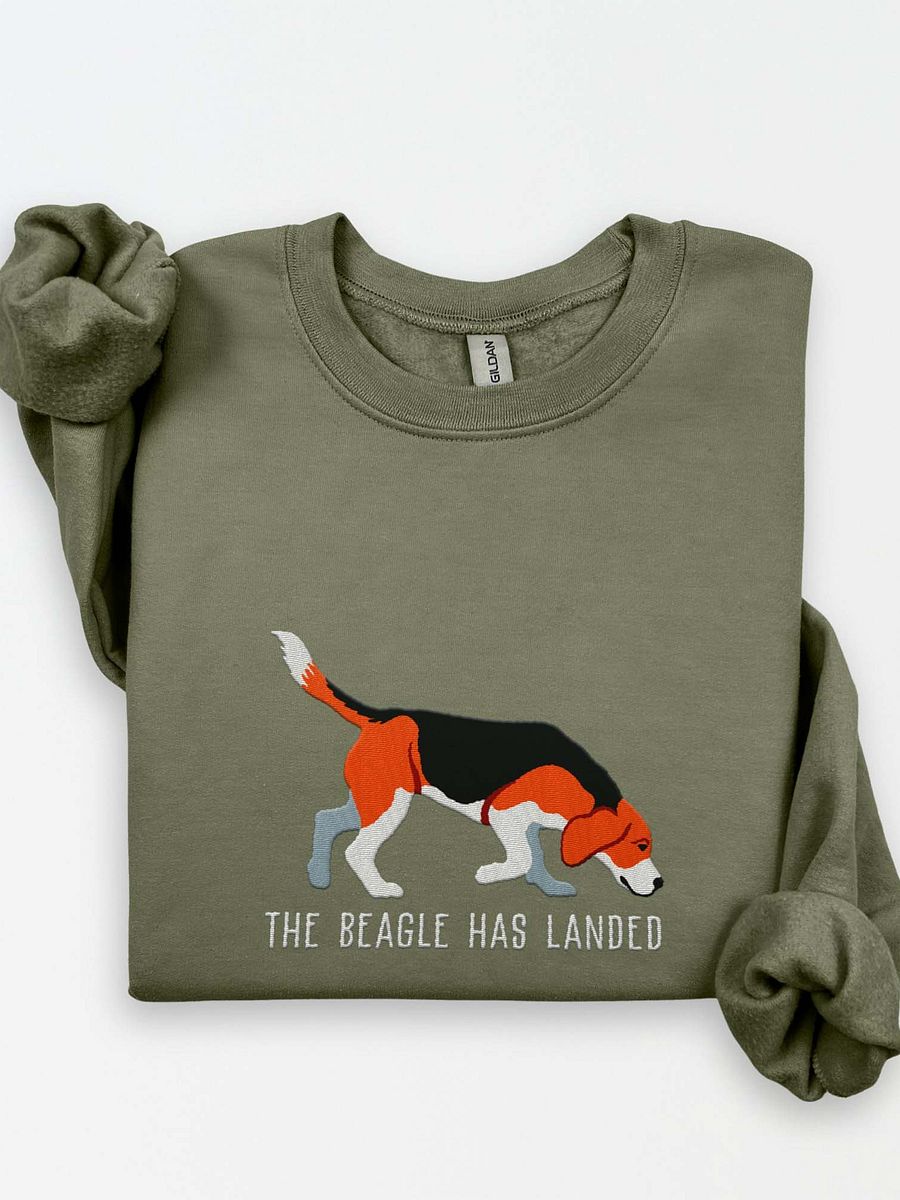 The Beagle Has Landed Sweatshirt (Embroidered) of a Beagle product image (1)