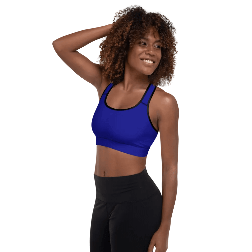 Plain Color Navy Blue Padded Sports Bra product image (3)