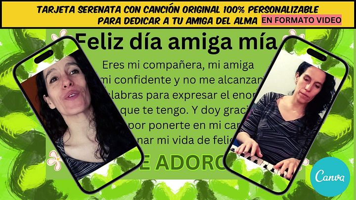 TARJETA SERENATA personalizada para dedicar a una AMIGA, con canción 100% original product image (1)
