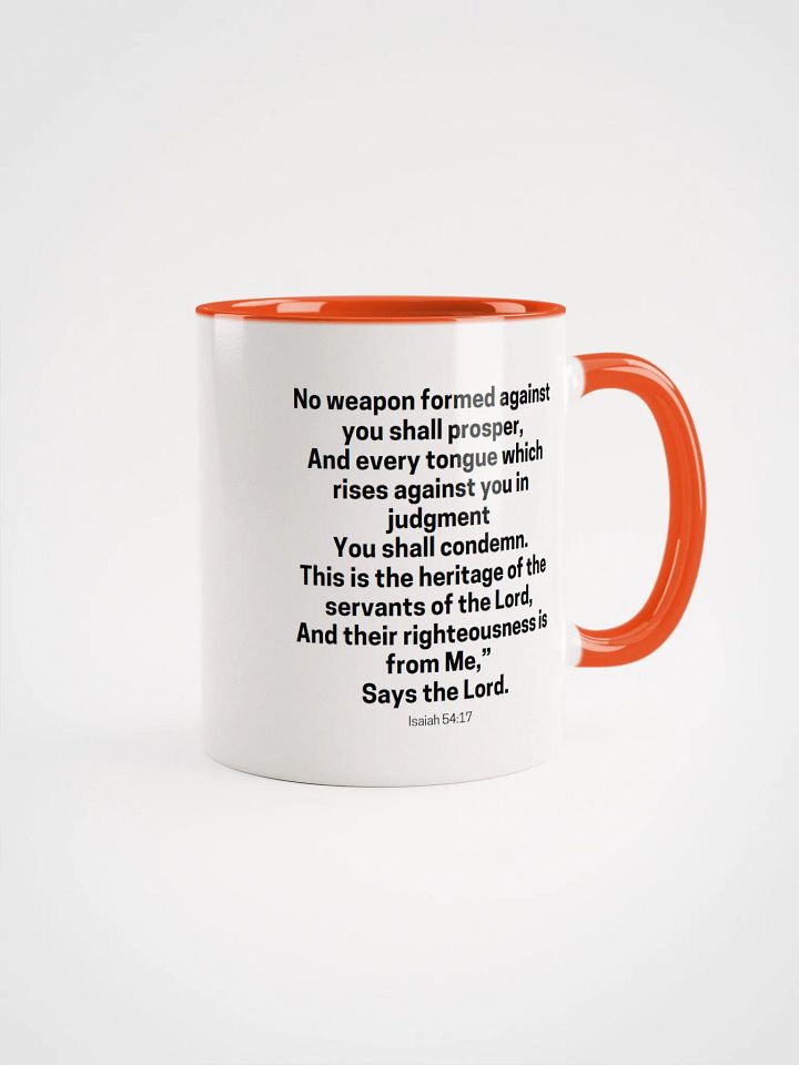 No Weapon Formed Against You Shall Prosper Isaiah 54:17 Two-Tone Mug 11/15oz product image (1)