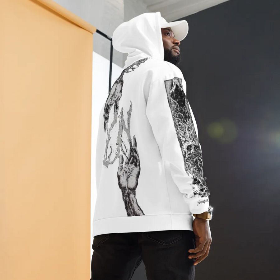 White Crusifix Chain Hoodie product image (12)