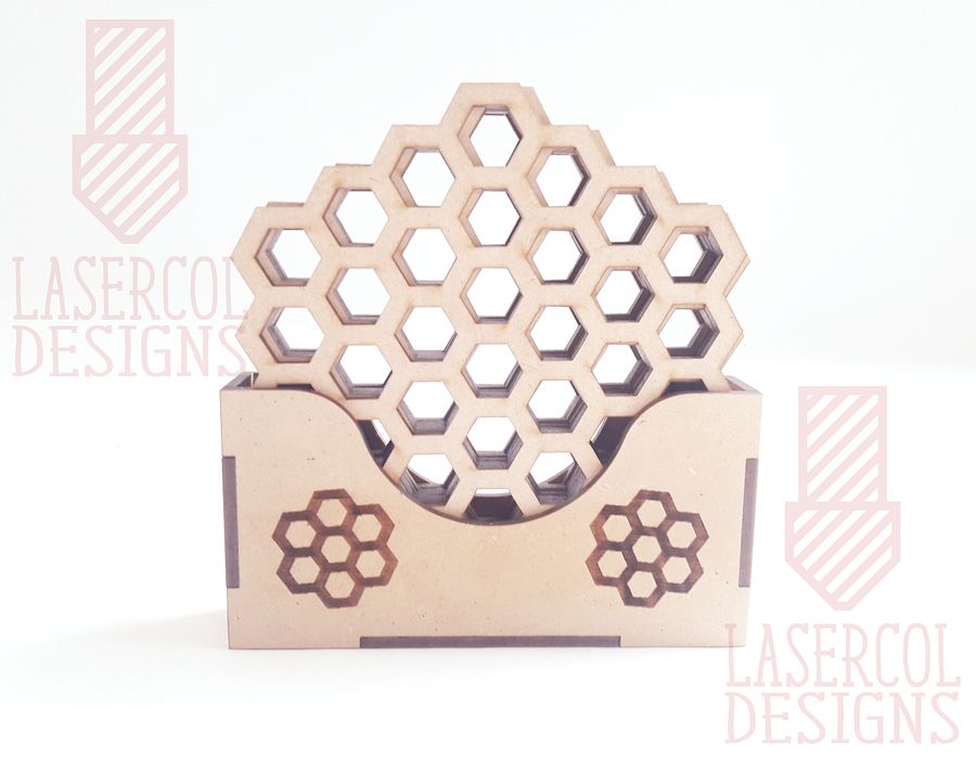 Honeycomb Coasters (6) Set 3 - Laser Cut Files product image (3)