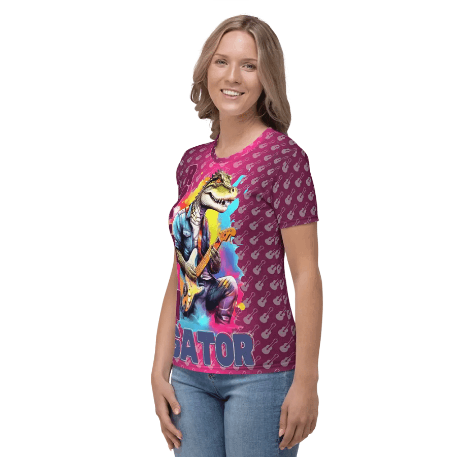 Rockin Gator Alligator Playing Guitar All Over Print T-shirt product image (5)