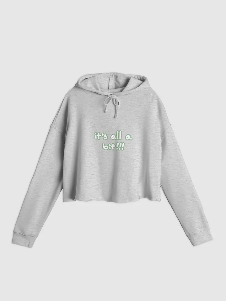 “It’s all a bit!!!” (sm. lined design, #96B697) lightweight cropped hoodie product image (5)