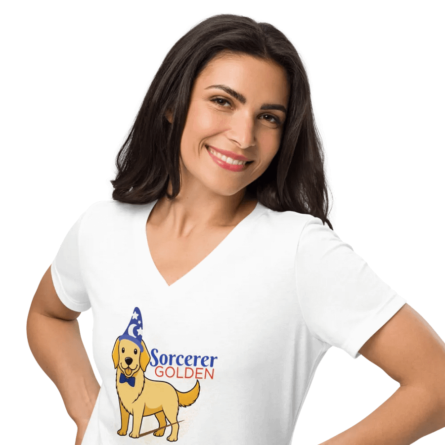 Sorcerer Golden V-Neck Tee – Magic Meets Man's Best Friend product image (10)