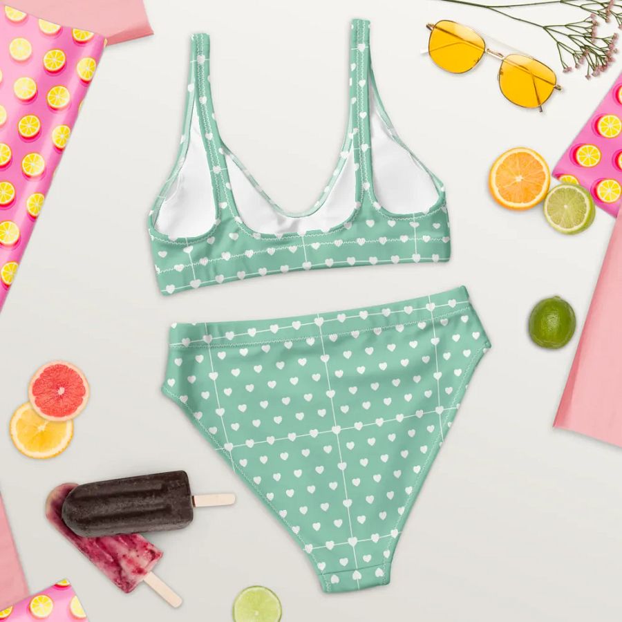 Pastel Heart Seamless Pattern High Waisted Bikini - V1 product image (8)