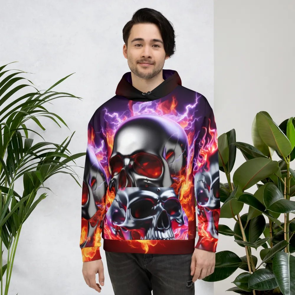 Silver Inferno Fury - Unisex Skull Hoodie #17 product image (4)
