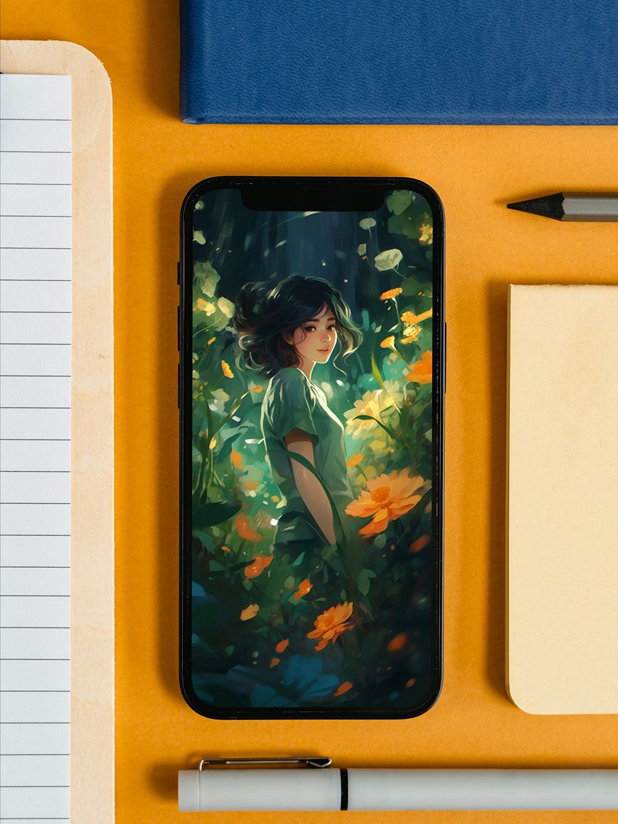 Girl And Flower | Anime Girl | Phone Wallpaper product image (11)