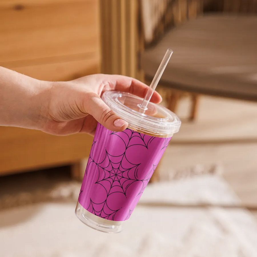 Spooky Spider Web Plastic Tumbler product image (11)