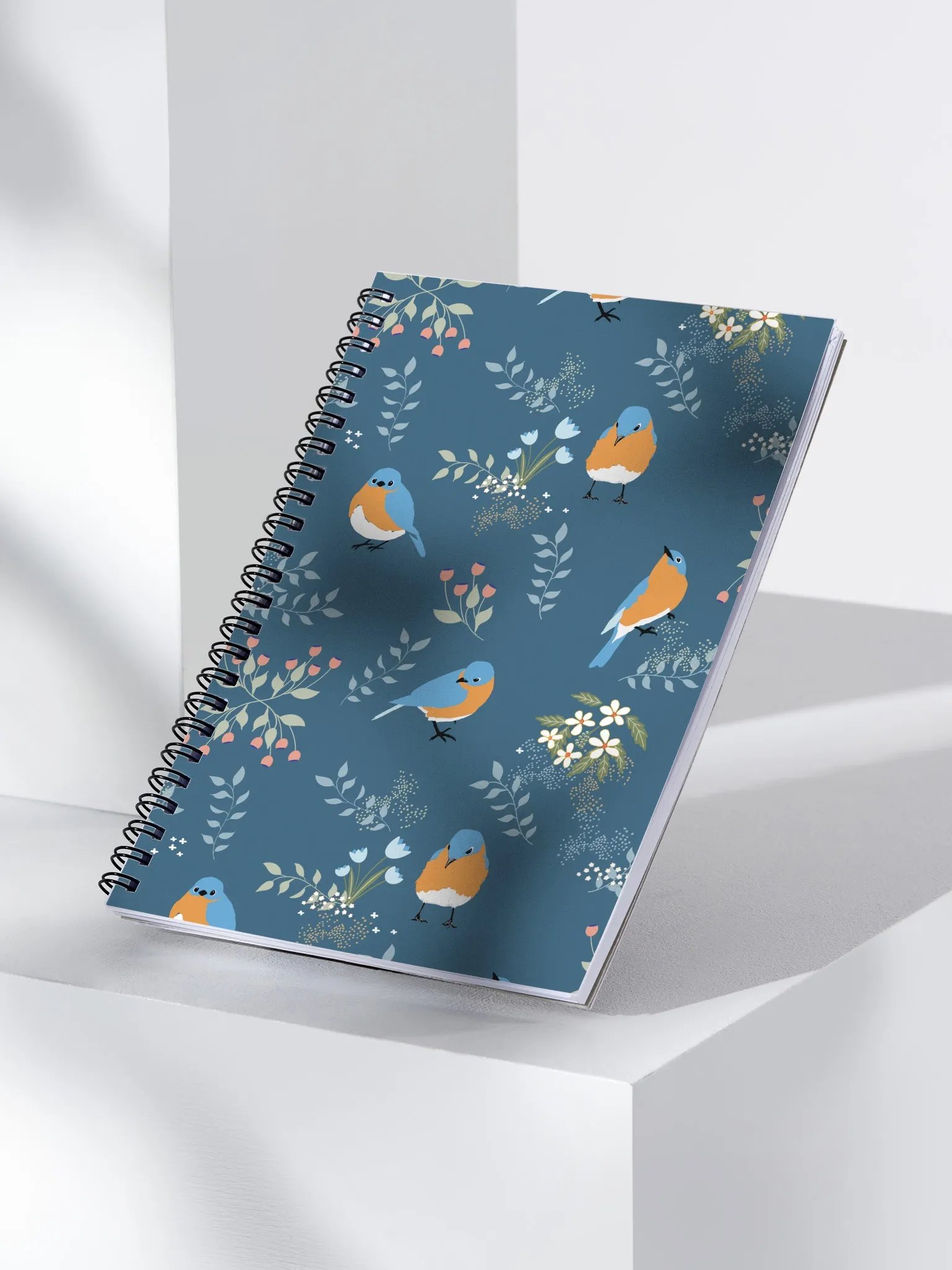 Bluebird & Flower Dot Grid Spiral Notebook product image (6)