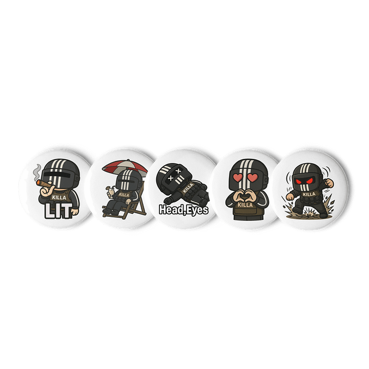 Killa Emote Pins – Tiny. Tactical. Drippin’. product image (1)