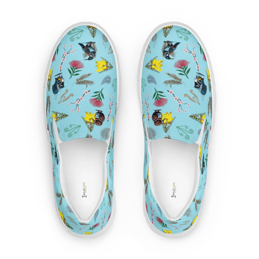 NZ Blooms and Birds Slip-On Canvas Shoes (Blue) product image (5)