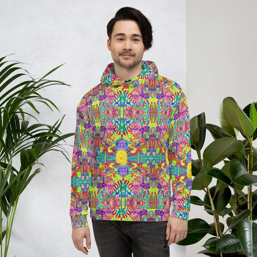 Abstract Doodle Creatures Unisex All Over Print Hoodie product image (4)